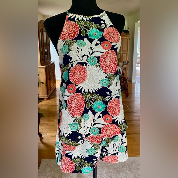 dee elle Floral Summer Halter Romper Turquoise Coral - Picture 10 of 14